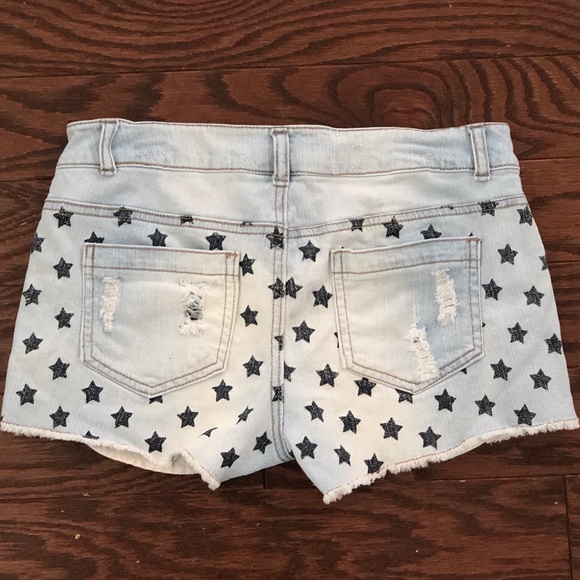 Distressed American Flag Red, White and Blue Denim Shorts- 4th of July - Picture 3 of 6